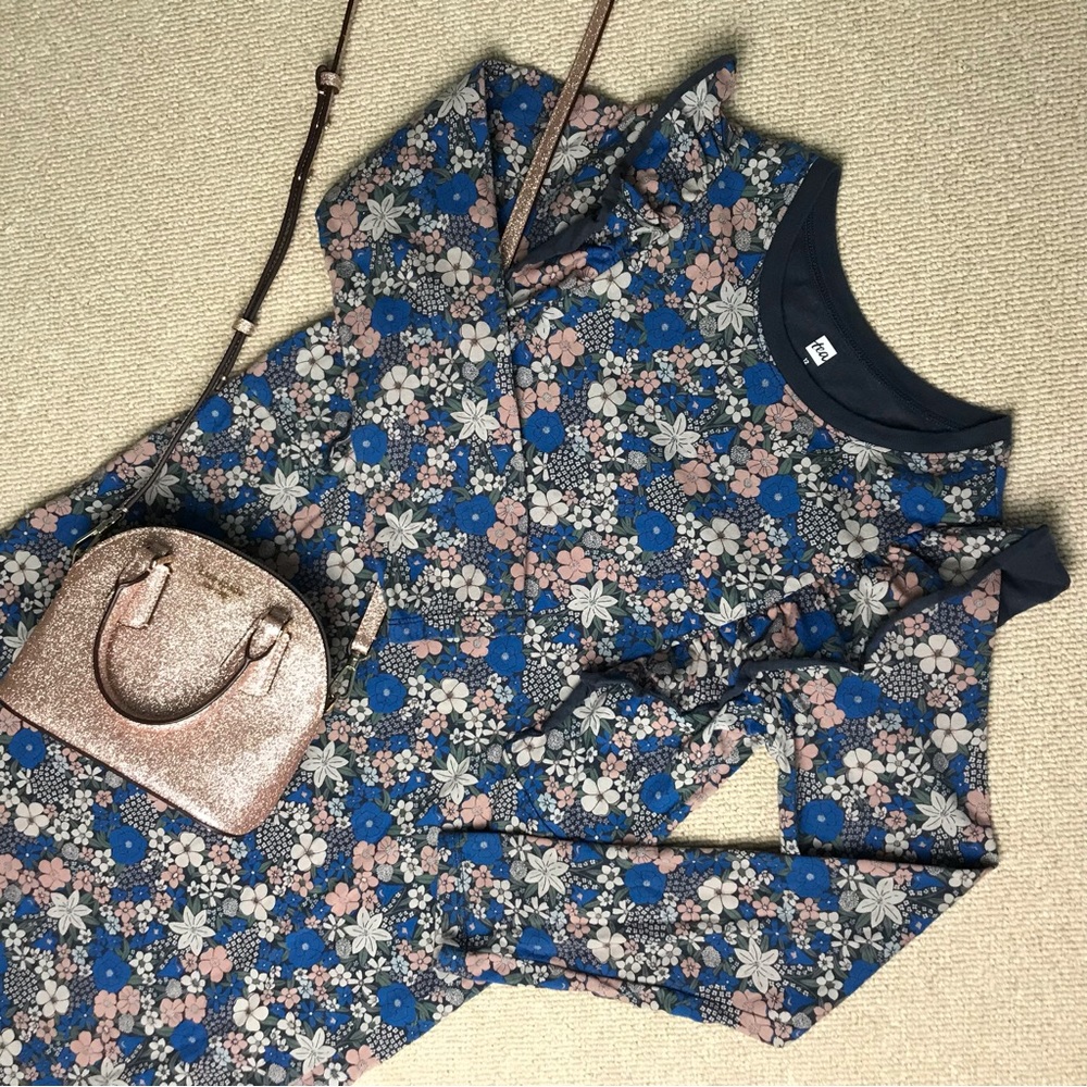Tea Collection Girl’s Navy Floral Long Sleeve Dress, Size 12